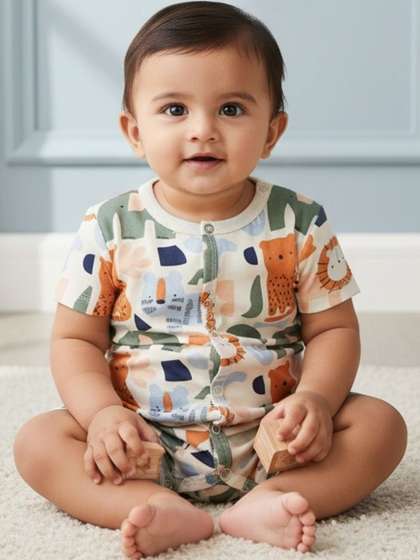 My Milestones Infant
                    Boys Conversational Printed Pure Cotton Romper