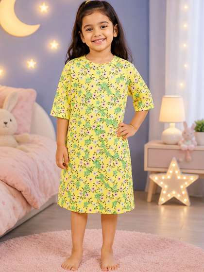 KiddoPanti Girls Printed
                    Nightdress