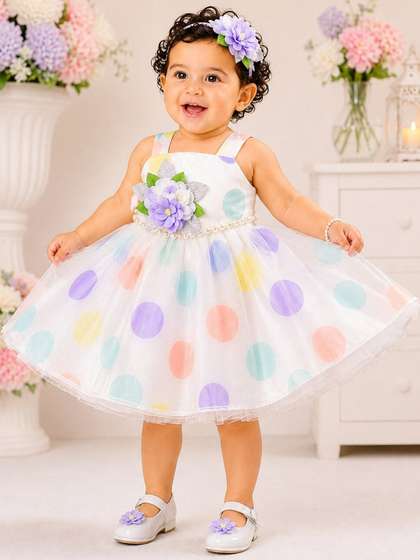 STUMBLE FASHION Girls
                    Polka Dot Print Net A-Line Dress