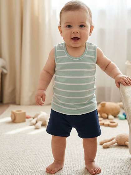 YK Boys Cotton Striped
                    Innerwear Vests