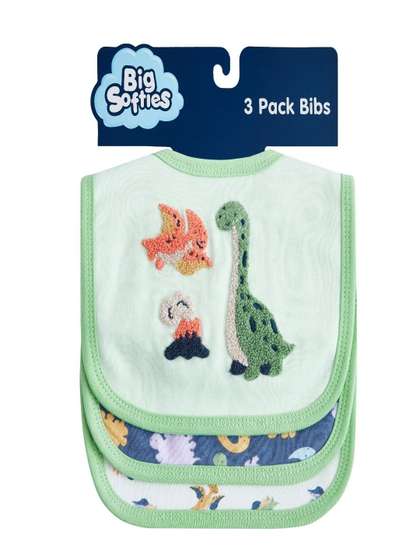 Big Softies Infants 3
                    Pcs Dino Applique Bibs