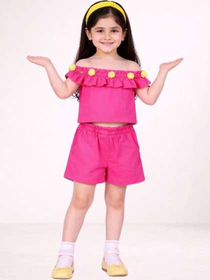 YK Girls Embellished Top
                    with Shorts