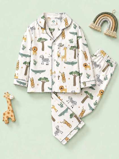 Fancy Fluff Boys Animal
                    Printed Night suit