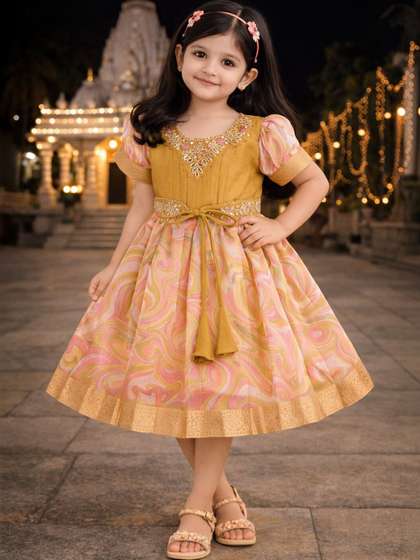 Wish Karo Floral Print
                    Satin Fit & Flare Dress