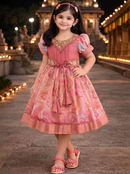 Wish Karo Floral Print
                    Satin Fit & Flare Dress