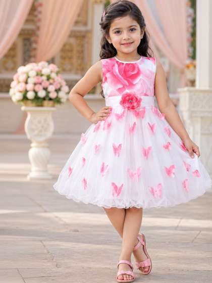 Wish Karo Floral Print
                    Net Fit & Flare Dress