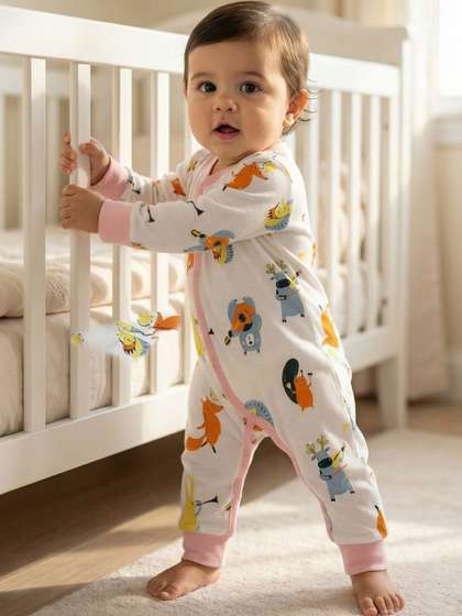 Nauti Nati Infants
                    Animal Print Soft 100% Cotton Sleepsuit