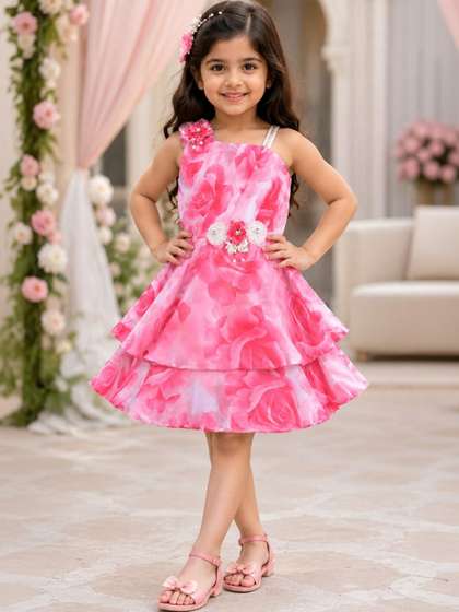 Wish Karo Floral Print
                    Satin Fit & Flare Dress
