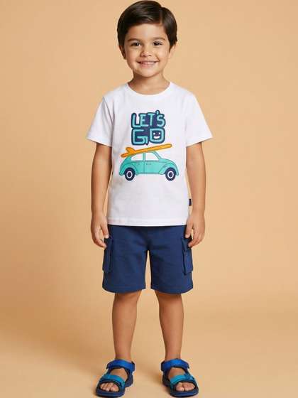 Nauti Nati Boys Printed
                    Pure Cotton T-shirt With Shorts