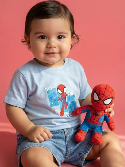 NautiNati Marvel
                    Spiderman Baby Boys Blue Superhero Graphic Print
                    Pure Cotton T Shirt