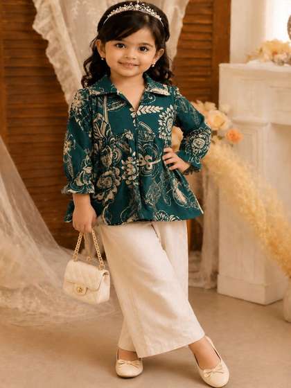 MitEthnic Girls Printed
                    Top with Palazzos