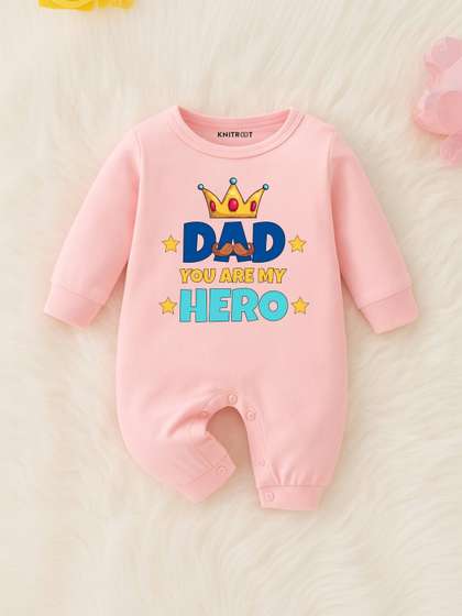 KNITROOT Infants
                    Father's Day Theme Printed Cotton Rompers