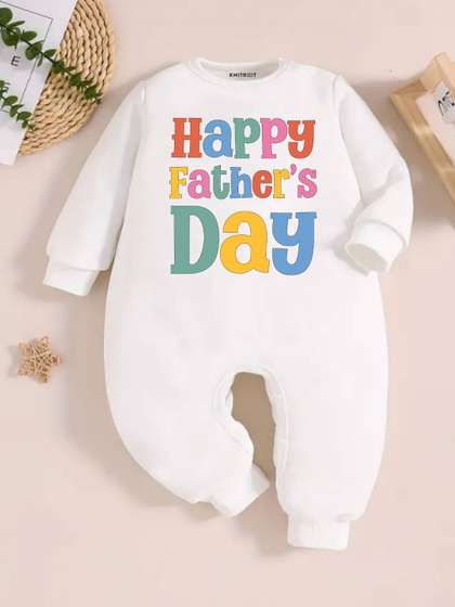 KNITROOT Infants
                    Father's Day Theme Printed Cotton Rompers