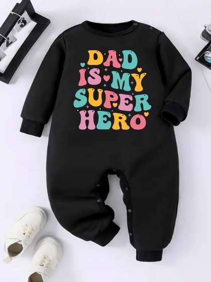 KNITROOT Infants
                    Father's Day Theme Printed Cotton Rompers