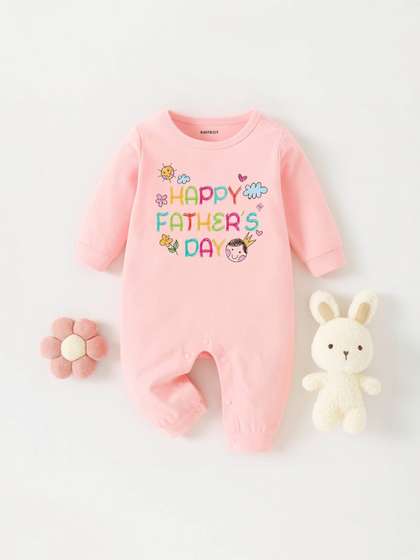 KNITROOT Infants
                    Father's Day Theme Printed Cotton Rompers