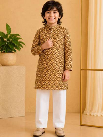 misbis Boys Ethnic
                    Motifs Printed Regular Kurta with Pyjamas