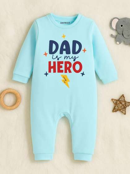 KNITROOT Infants
                    Father's Day Theme Printed Cotton Rompers