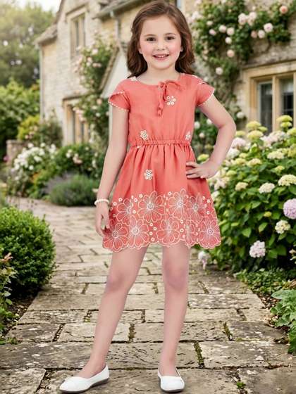 Lei-Chie Floral
                    Embroidered A-Line Dress