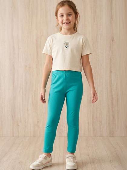 YK Girls Pure Cotton
                    Ankle Length Leggings