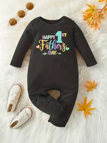 KNITROOT Infants
                    Father's Day Theme Printed Cotton Rompers