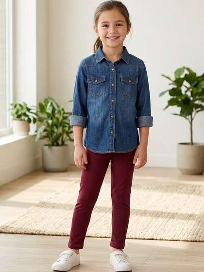 YK Girls Pure Cotton
                    Ankle Length Leggings