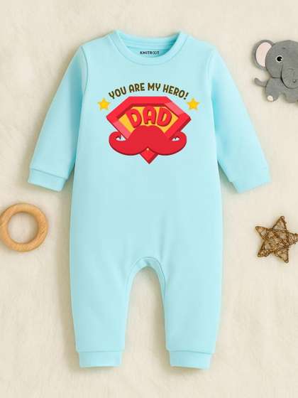 KNITROOT Infants
                    Father's Day Theme Printed Cotton Rompers