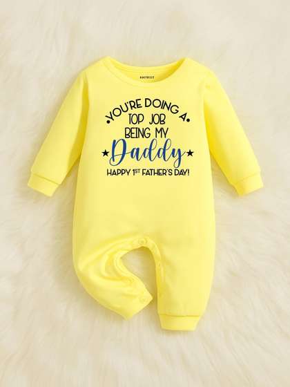 KNITROOT Infants
                    Father's Day Theme Printed Cotton Rompers