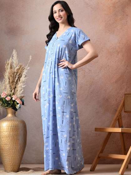 H & Y Apparel
                        Printed Maxi Nightdress
