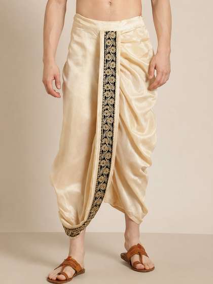 FANZI Men
                          Embroidered Silk Blend Dhoti Pants Dhotis