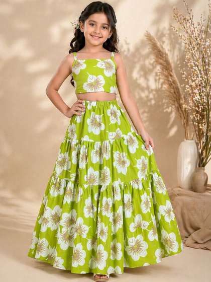 SPAMitude Girls Printed
                    Top with Skirt