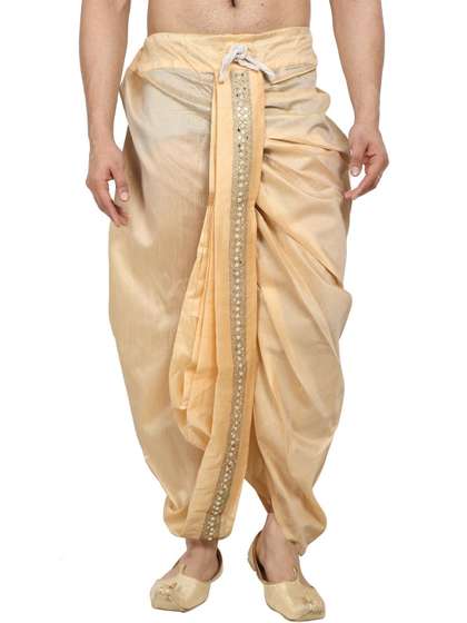 FANZI Men
                        Embroidered Silk Blend Dhoti Pants Dhotis