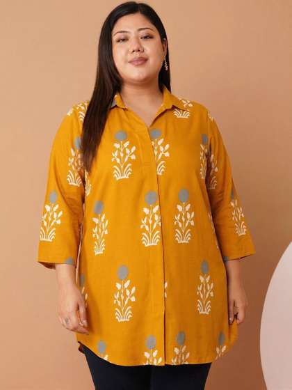 U&F Beyond
                          Floral Print Cotton Shirt Style Top