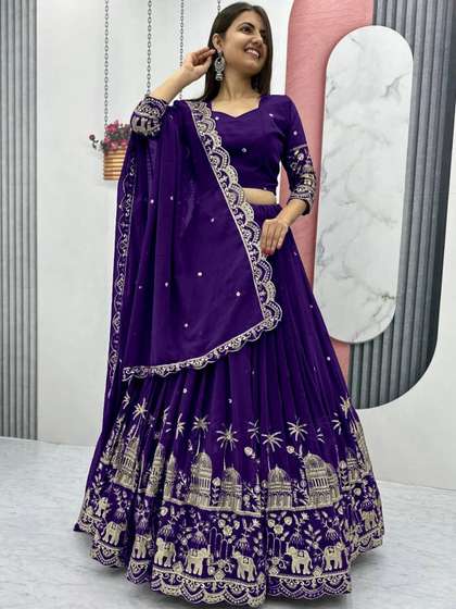 all about you
                        Embroidered Thread Work Semi-Stitched Lehenga
                        & Blouse With Dupatta