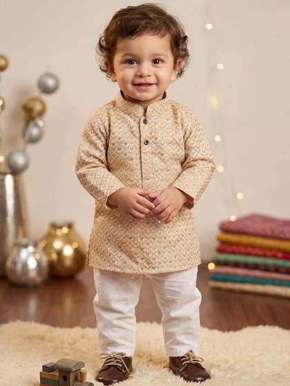 NEW GEN Boys Ethnic
                    Motifs Embroidered Regular Thread Work Kurta with
                    Pyjamas
