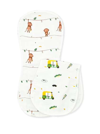 ZIZUKA Kids Pack Of 2
                      Printed Pure Cotton Bibs