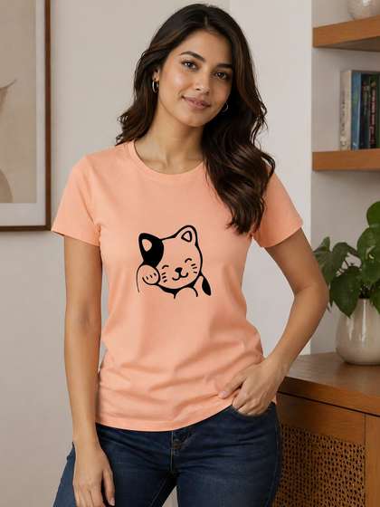 SZN Women Pack Of 2
                        Printed Round Neck T-shirt