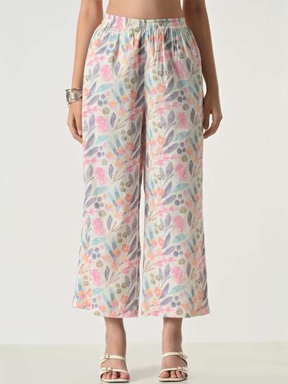 BAESD Women Floral
                      Printed Flared Palazzos