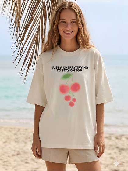 SMARTEES Women
                          Printed Drop-Shoulder Sleeves T-shirt