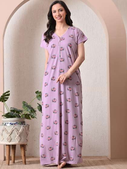 H & Y Apparel
                        Printed Maxi Nightdress
