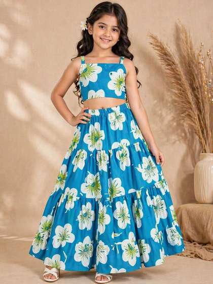 SPAMitude Girls Printed
                    Top with Skirt