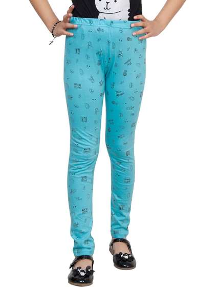 MTI FASHIONS Girls Pack
                    of 2 Cotton Printed Ankle Length Leggings
