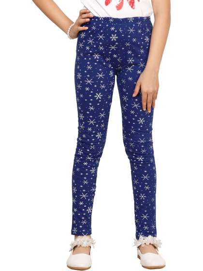 MTI FASHIONS Girls
                      Pack of 3 Cotton Printed Ankle Length Leggings