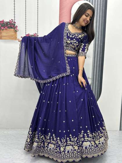 all about you
                        Embroidered Thread Work Semi-Stitched Lehenga
                        & Blouse With Dupatta