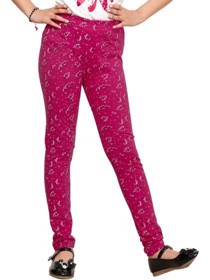 MTI FASHIONS Girls Pack
                    of 3 Cotton Printed Ankle Length Leggings