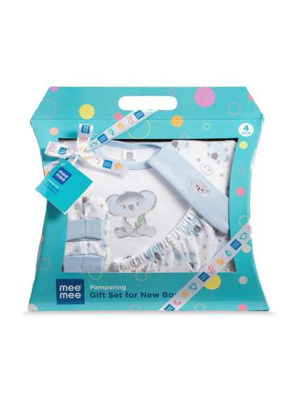 MeeMee Infants 4-Pcs
                    Printed Cotton Baby Apparel Gift Set