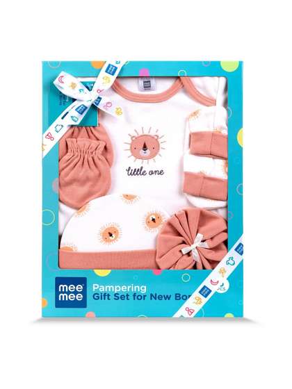 MeeMee Infants 5-Pcs
                    Printed Cotton Baby Apparel Gift Set