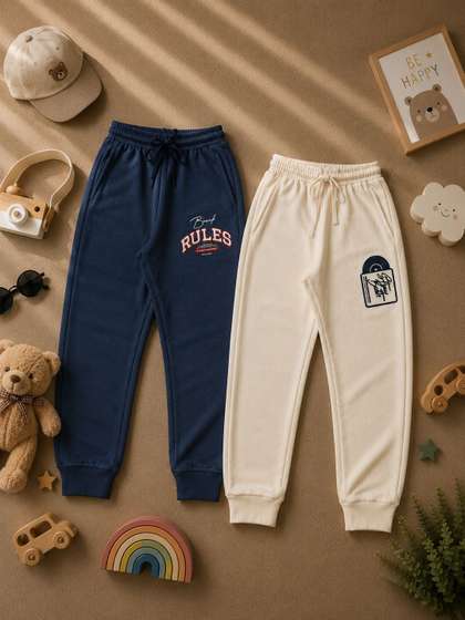 Parrot Crow Boys Pack
                      of 2 Regular Fit Typography Joggers