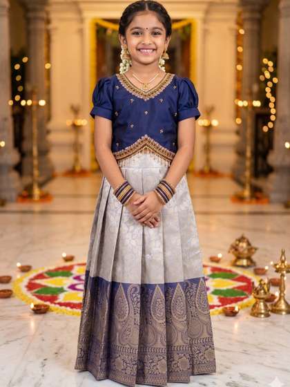 STORIZE Girls
                    Embellished Beads and Stones Ready to Wear Lehenga
                    &