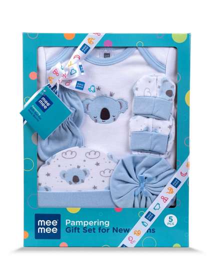 MeeMee Infants 5-Pcs
                    Printed Cotton Baby Apparel Gift Set