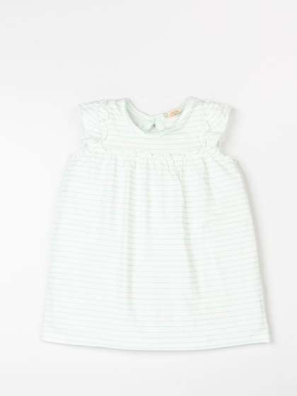 BeeLittle Striped
                    Flutter Sleeve Ruffled A-Line Dress